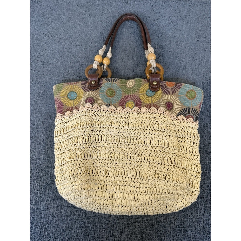1954 Long Live Vintage Fossil Floral Crochet Bohemian Bag